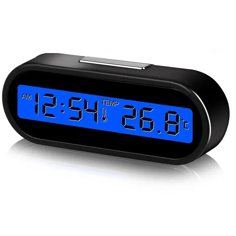 Car Clock Time Watch Mini Electronic Auto Clocks Luminous Interior Thermometer LCD Backlight Digital Display Car Accessories