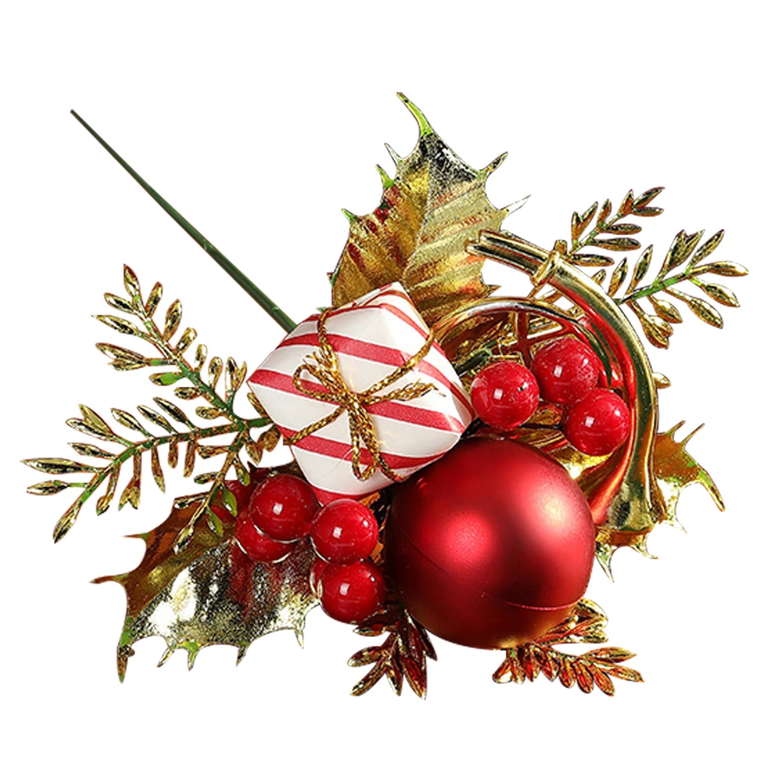 Christmas Decor Picks Artificial Foam Pine Branch Berry Cuttings Ornament Xmas Festive Party DIY Supplies