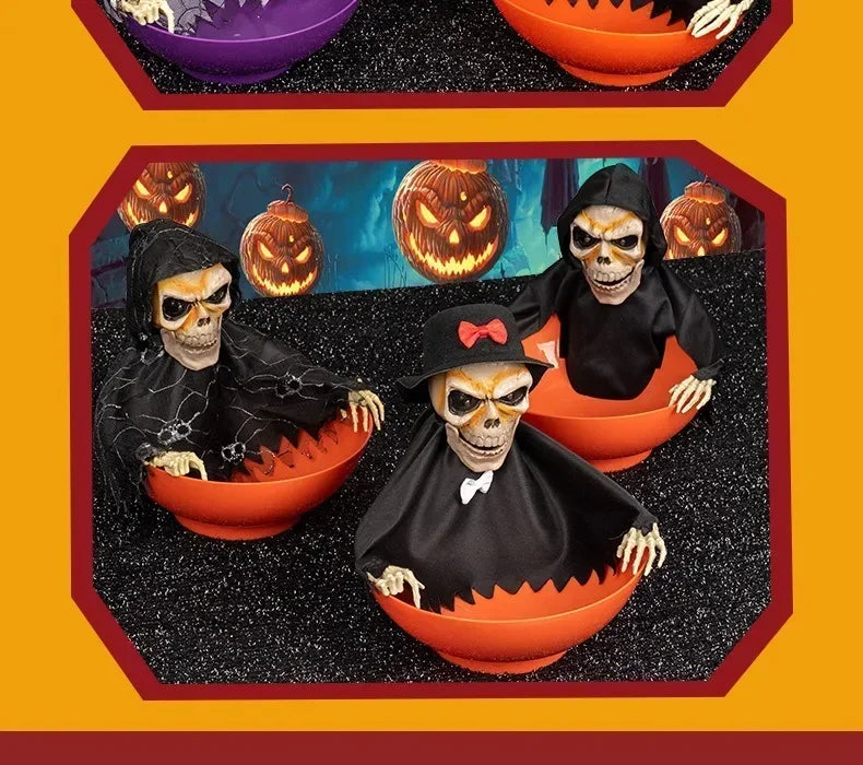 Halloween Electric Ghost Prop Animated Motion Sensor Light Up Sound Head Stretch Swing Party Decoration Haunted House Decor