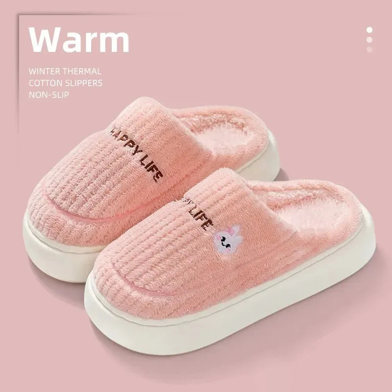 New warm cotton slippers for women's winter indoor wool slippers with thick soles and non-slip winter styles for home use.