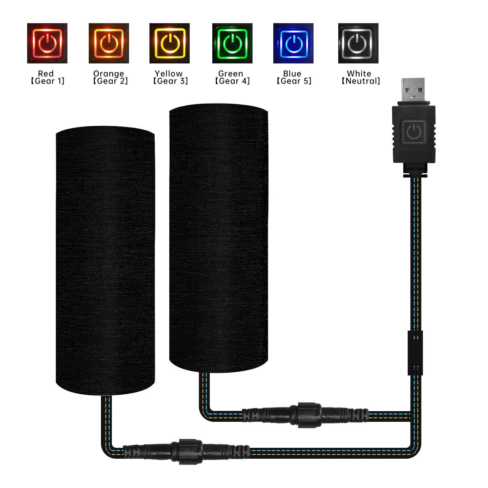 Gadpow Motorcycle Heated Handgrips 5V USB 6 Gear Warmer Electric Heated Grip Cover Anti Vibration Anti Slip Fast Heating Kits