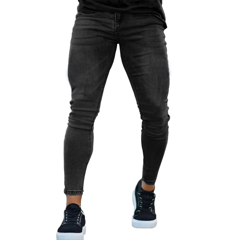 Mens Skinny jeans Solid Color high stretch Denim Trousers Casual Daily For Office Parties Male  Cowboy Pants