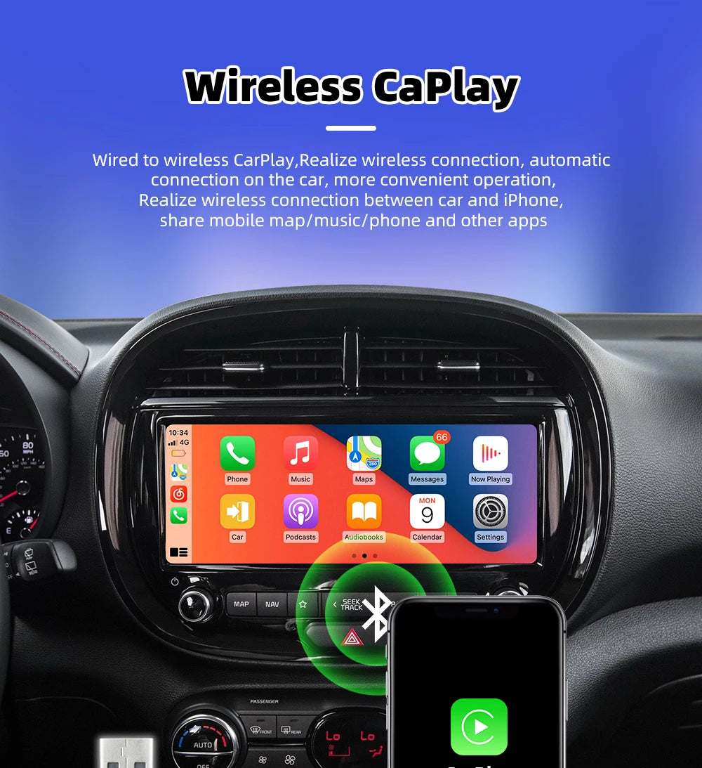 New Wired To Wireless Carplay Android 2 In 1 Automatic Adapter Car Gadget Smart Box Plug and Play 5Ghz Wifi Fast Connection