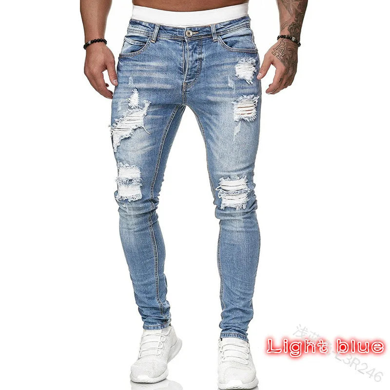 Mens Black Jeans Slim Fit Quality Gray Casual Male Jeans Pants Skinny Fit Men Pants Hip Hop Streetwear Cotton Denim Trousers