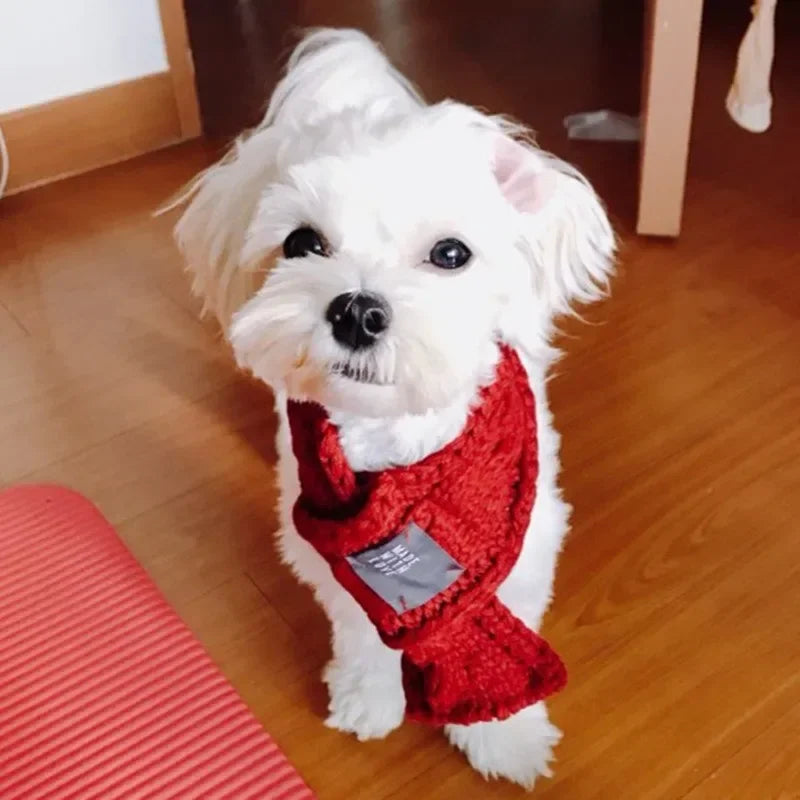 Winter Warm Dog Cat Christmas Knitted Scarf Collar Accessories Adjustable Small Puppy Kitten Scarves Pet Clothes For Chihuahua