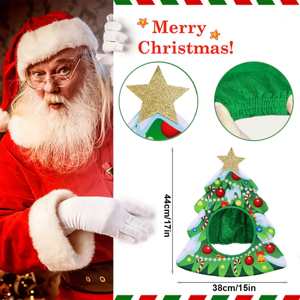 Christmas Funny Hat Novelty Christmas Tree Chips Gift Shaped Mask Cap Headgear Xmas Party Prop New Year Navidad Decoration Favor
