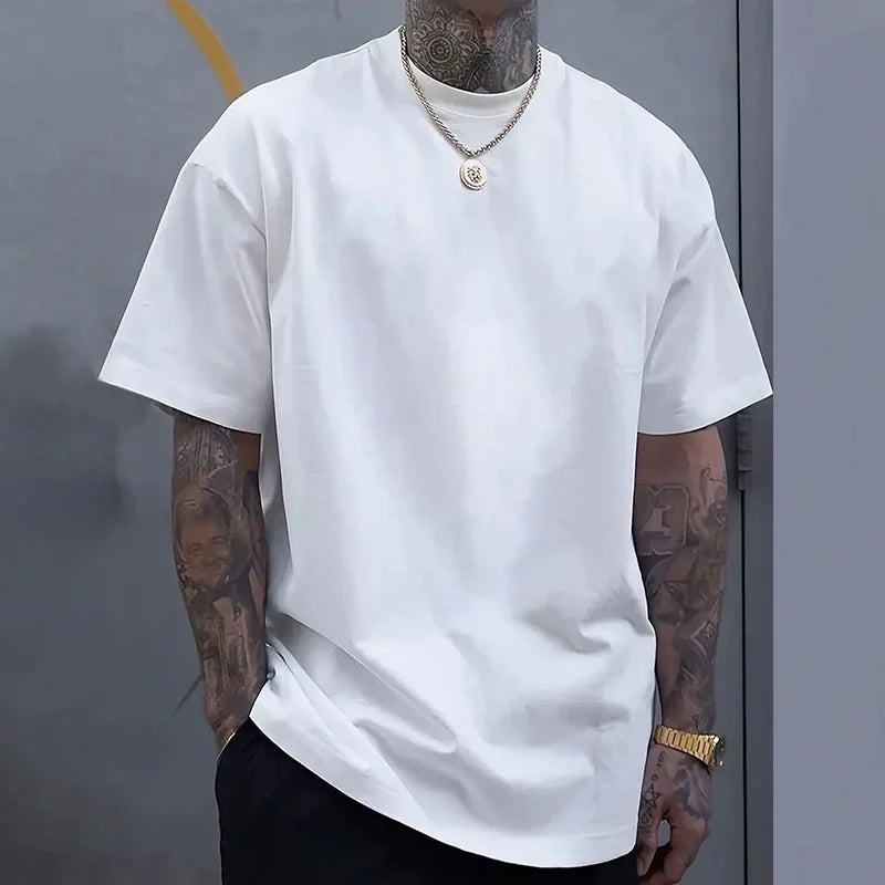 Men's T-shirts High Quality 100% Cotton Short Sleeve 2025 Male Urban Fashion Solid Color Tees Home Outdoor Comfort Soft Cool Top