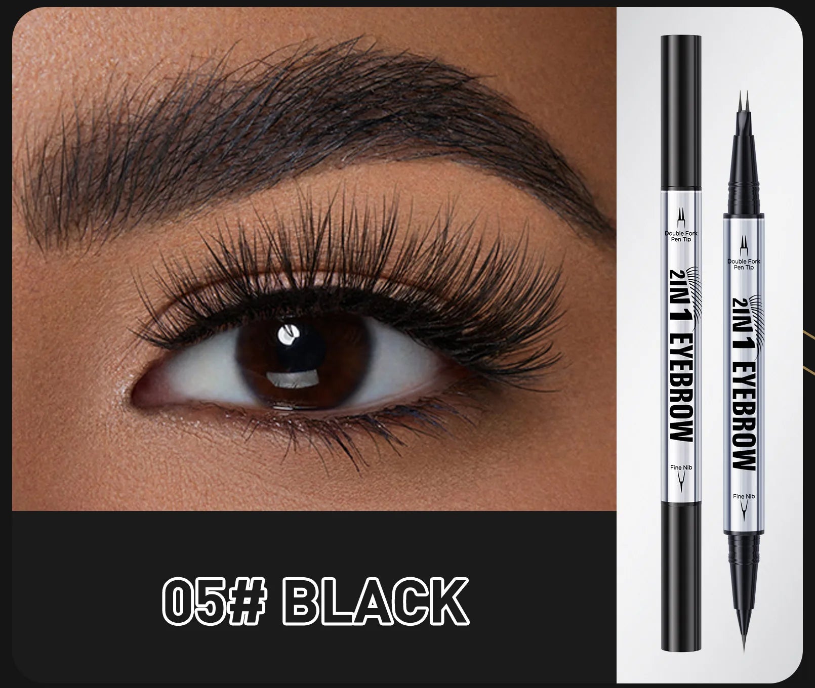 Two-pronged Eyebrow Pencil Waterproof Two-in-one Liquid Eyebrow Pencil Curved Eyebrow Pen With Fork And Precise Brush Tip Makeup