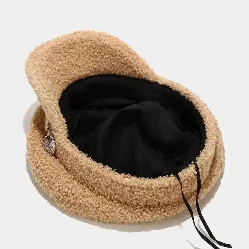 Autumn And Winter Women Warm Flat Top Hat Fashion Accessories For Women Head Decoration Warms Fashion Accessories