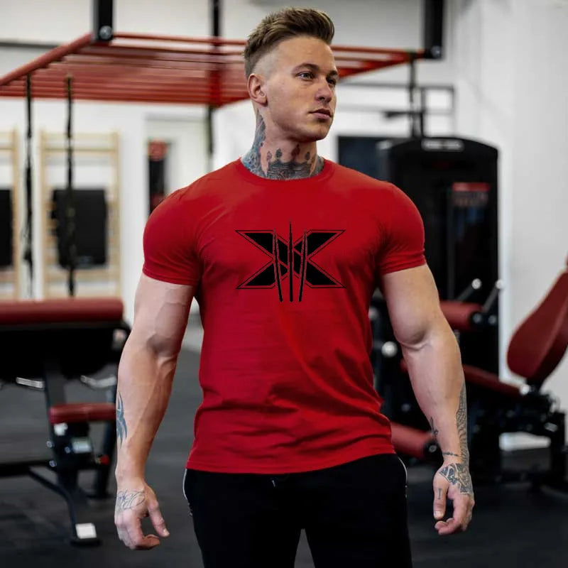 Tshirt for Men Bodybuilding  Graphic T Shirts Workout Fitness Men Clothing Short Sleeve Shirt Street Wear