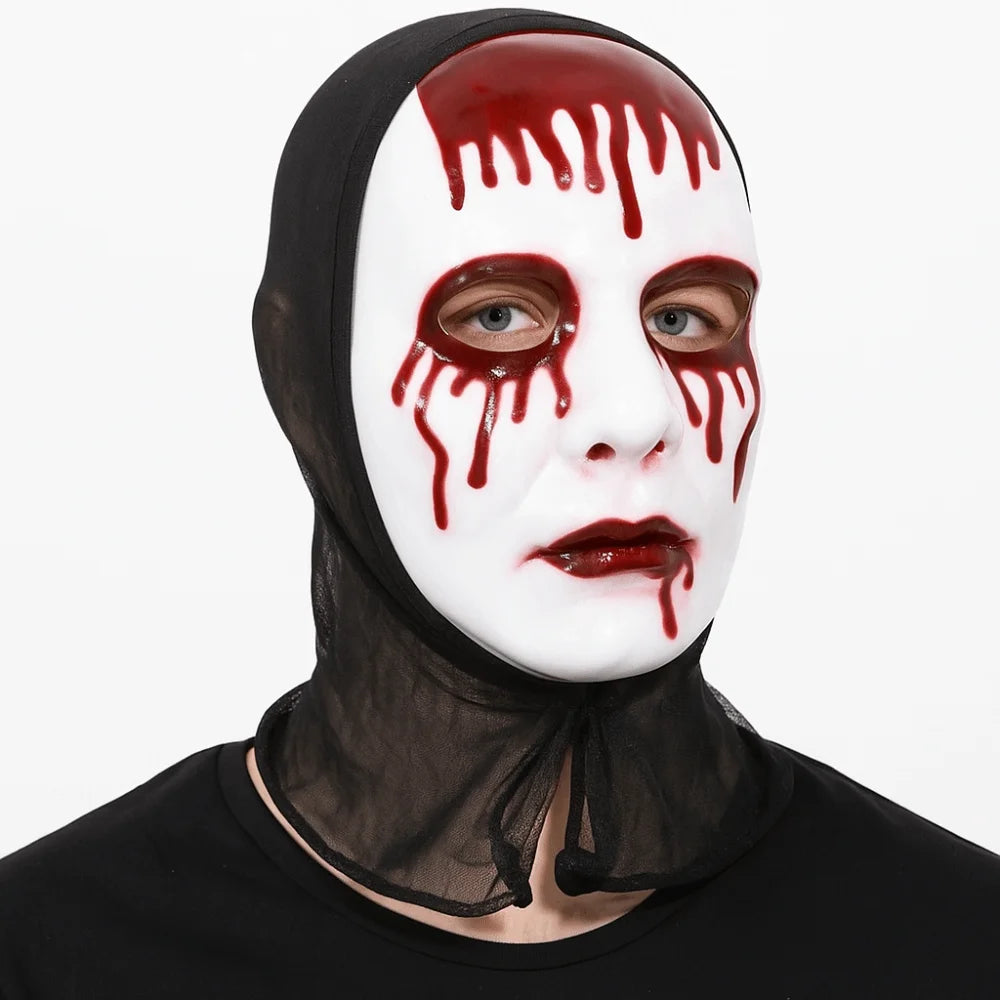 Scary Makeup Scary Look Halloween Mask Reusable Realistic Blood Party Costume Props Plastic Performance Mask Haunted House