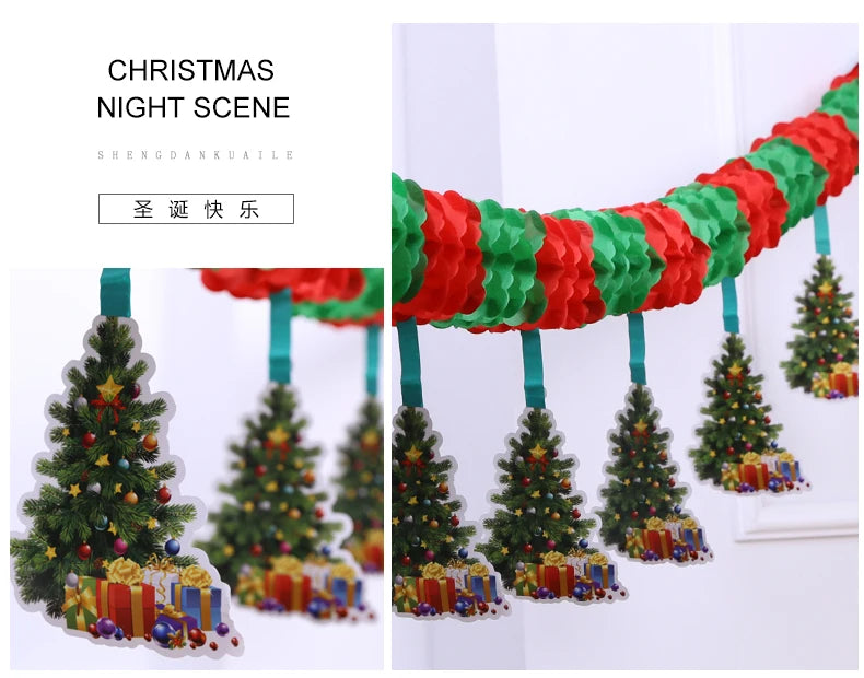 Christmas Party Decoration Santa Claus Banner Festive Decor Christmas Tree Pendants Drop Ornaments Ceiling Layout Craft Supplies