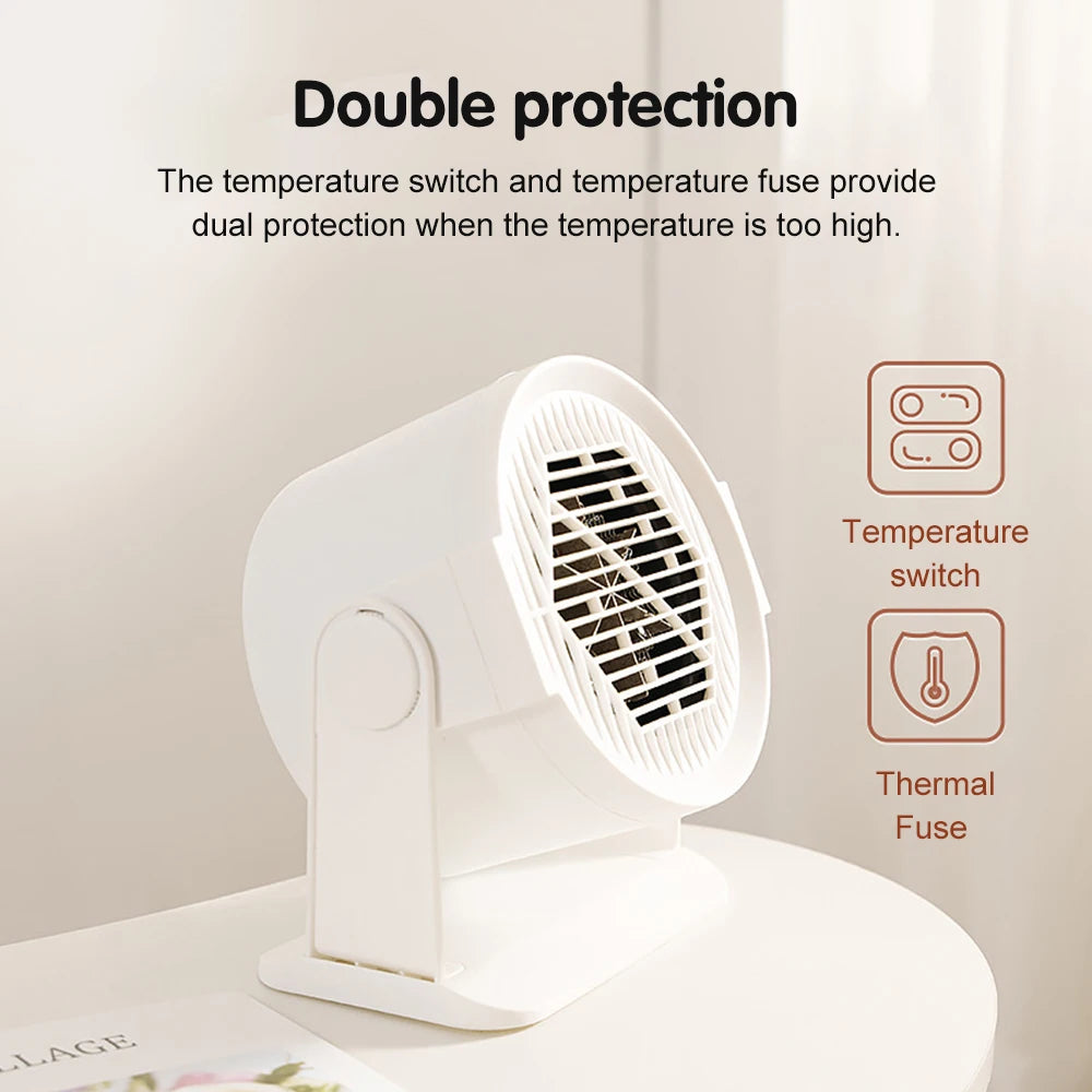 Mini Desktop Electric Heater for Home, Portable Heater for Office Desk, Compact Warm Air Fan for Cozy Feet and Home Use