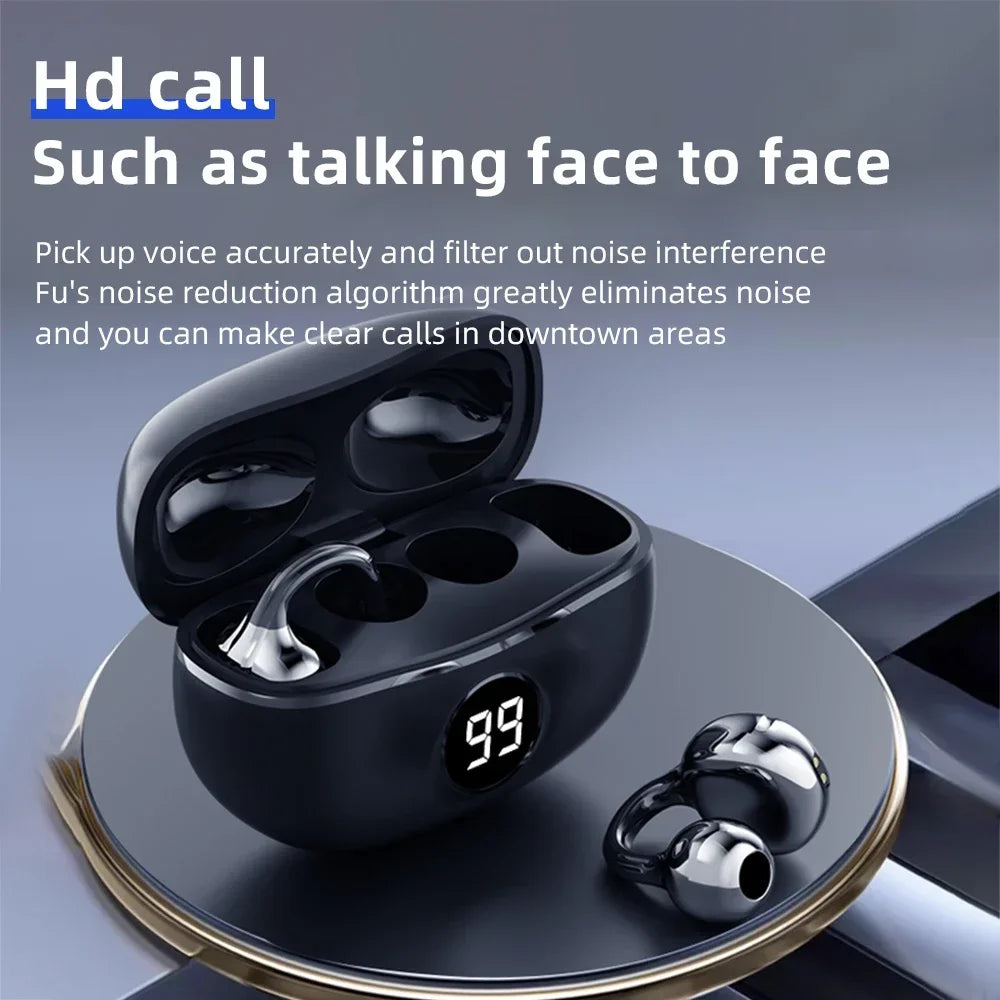 Wireless Headphones Fone Bluetooth Headset With Mic Handsfree Noise Canceling Earphones Clip Ear Music  Sports Gaming Earplug