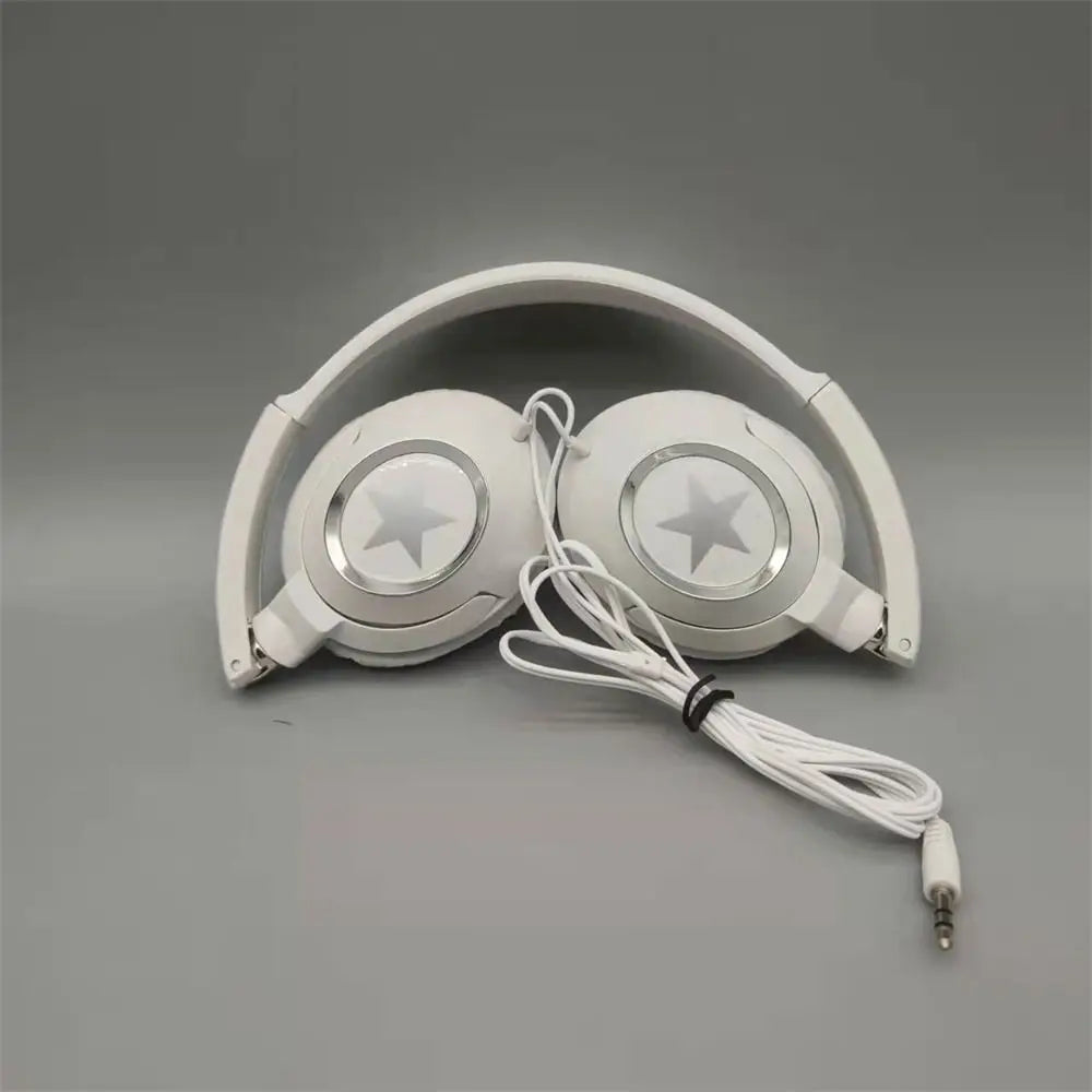 Adjustable Wired Headphones Music Stereo Flexible Wired Over Ear Headset Noise Cancelling Black White Foldable Headphones