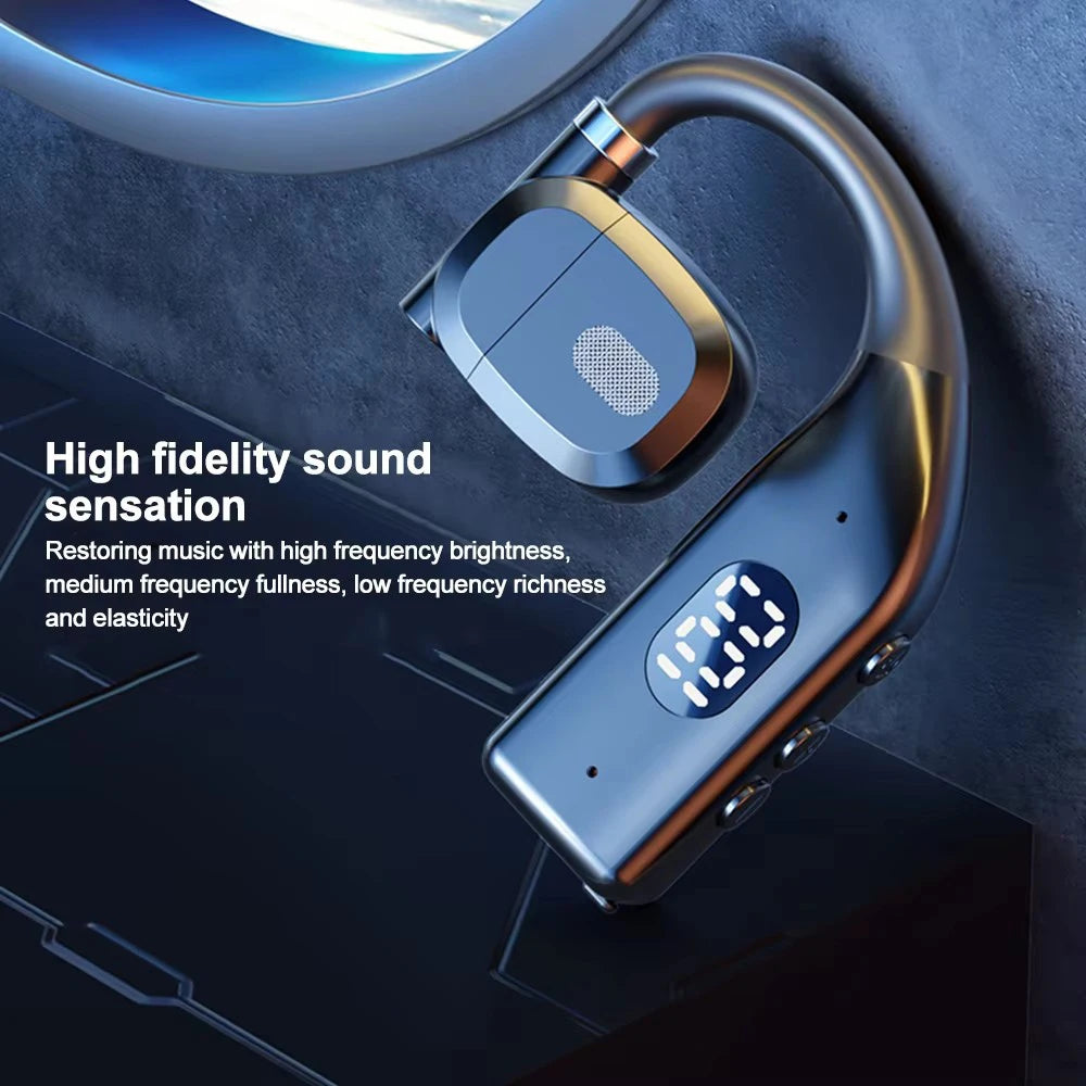 LED Single Earphones Long Standby Business Headphones Waterproof Mono Headset Outdoor Call Bluetooth 5.3 Wireless Earbuds