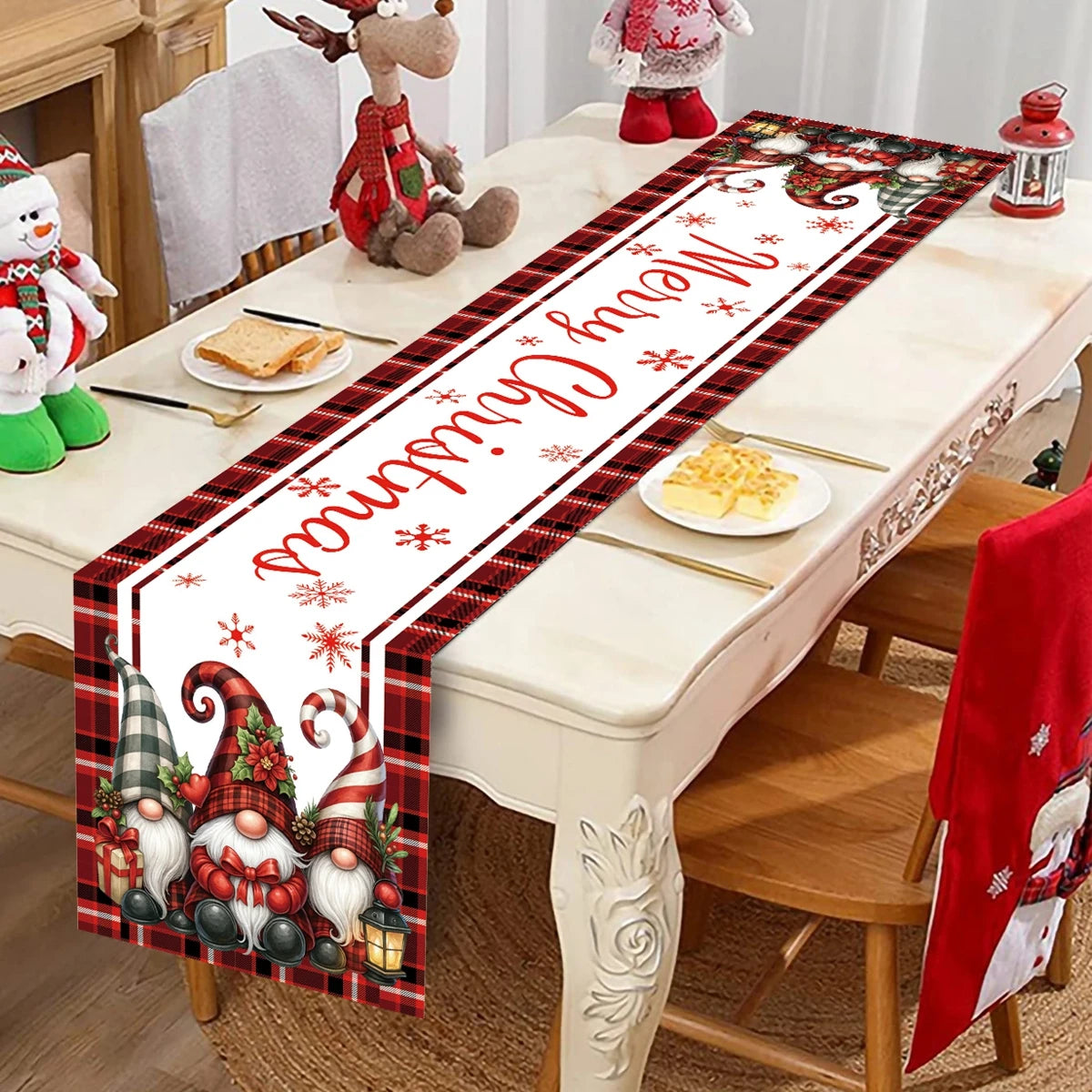 Christmas Table Runner Merry Christmas Decoration for Home Xmas Party Decor 2025 Navidad Notal Noel Ornament Happy New Year 2026