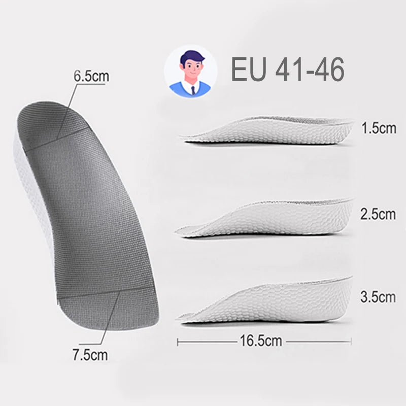 Arch Support Height Increase Insoles Half Pads Orthopedic Breathable Memory Foam 7 Points Lifts Shoe Pads Flat Feet Support