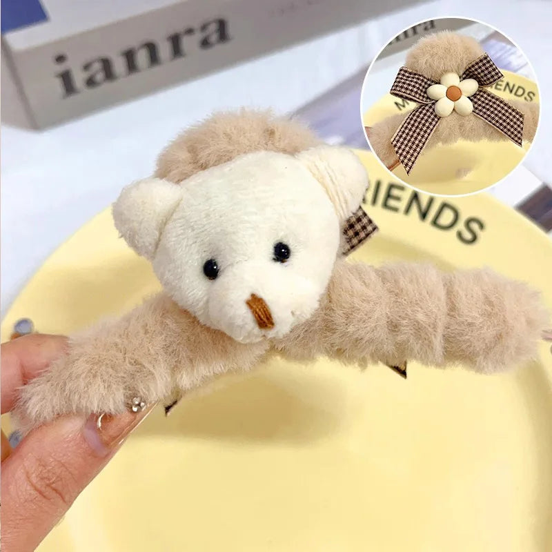 Winter Plush Hair Claw For Women Girls Sweet Hair Ornament Long Thich Hair Hairpin Headband Hair Clip Fashion Hair Accessories