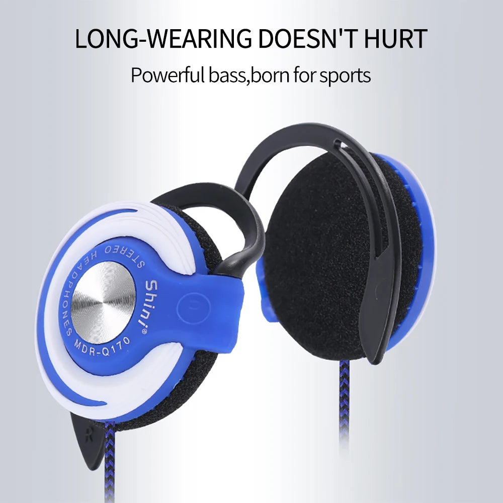 3.5mm Wired Headphones HIFI Heavy Bass Headset Over-ear Adjustable Ear Hook Earphones Music Headset For Mp3/MP4 Phone