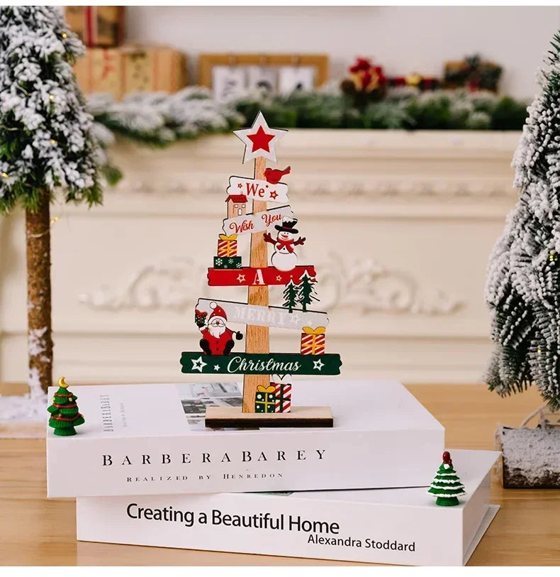 Christmas Santa Claus DIY  Wooden Crafts Xmas Tree Wall Ornament Natal Navidad Merry Christmas Decor 2025 Happy New Year 2026