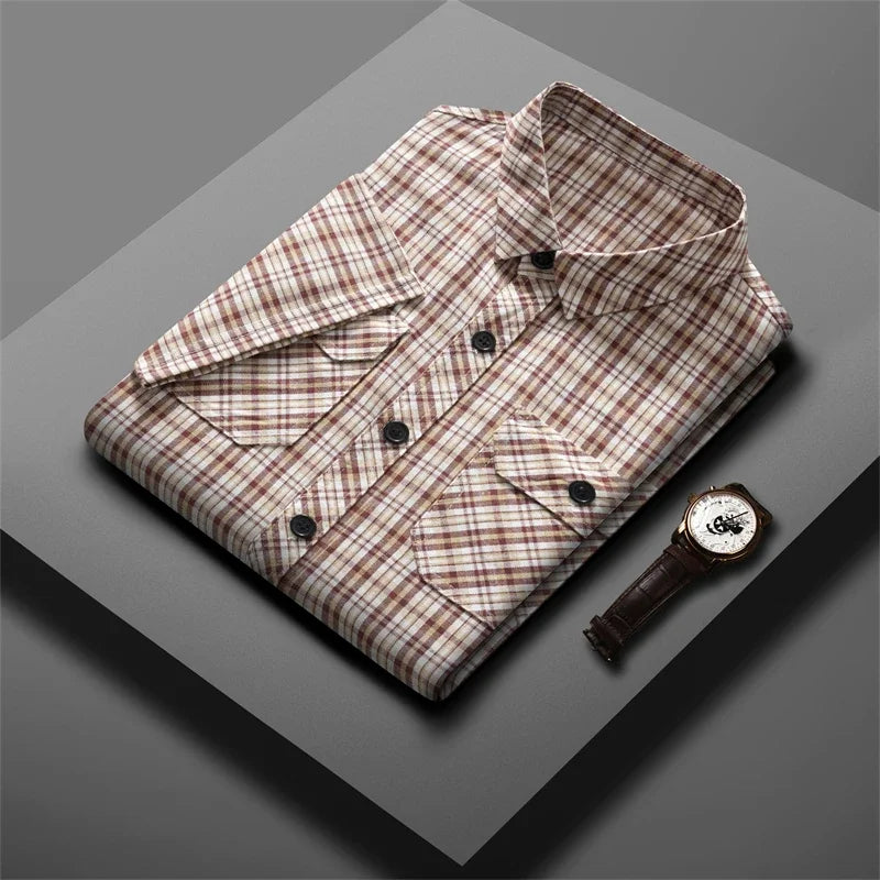 Men's Striped Workwear Casual Short Sleeved Shirt Wrinkle Resistant and Non Ironing Fashionable Top