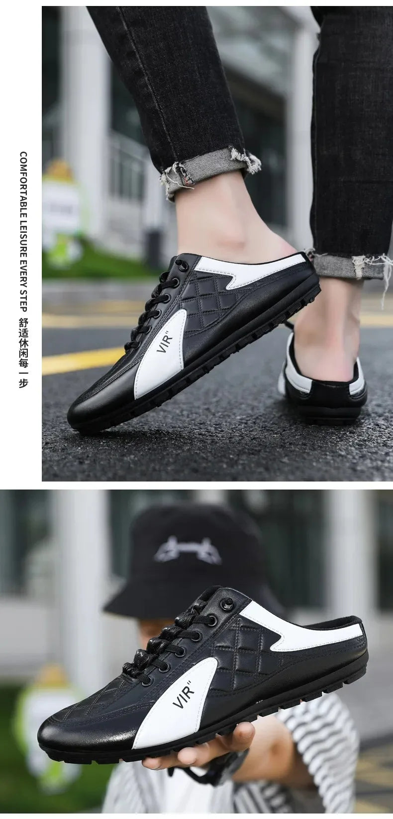 Summer Slippers for Men Trendy Men's Flat Bottom Casual Shoes Soft Sole Support Shoes Men's Sneakers
