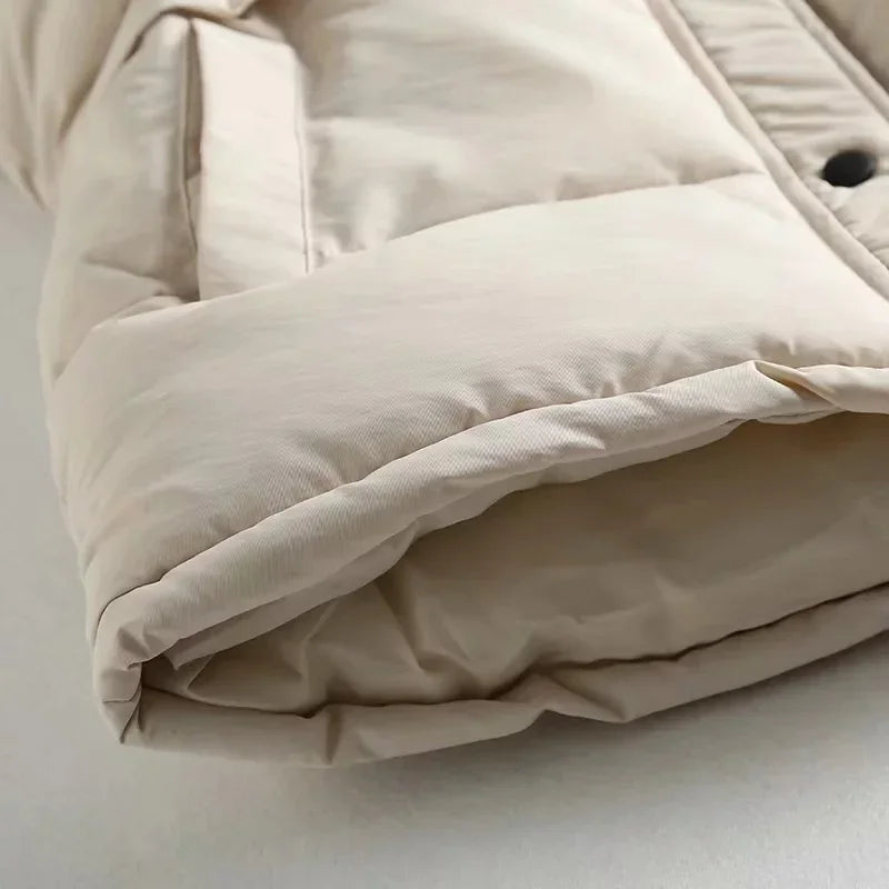 Winter Women Solid Loose Vest Fashion Drawstring Stand Collar Long Vest Jacket  Cotton Padded Women Windproof Warm Waistcoat