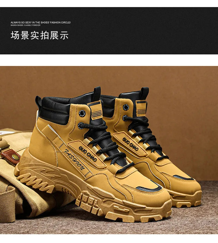 New fashionable and versatile work shoes, men's trendy and versatile thick-soled anti-slip casual boots