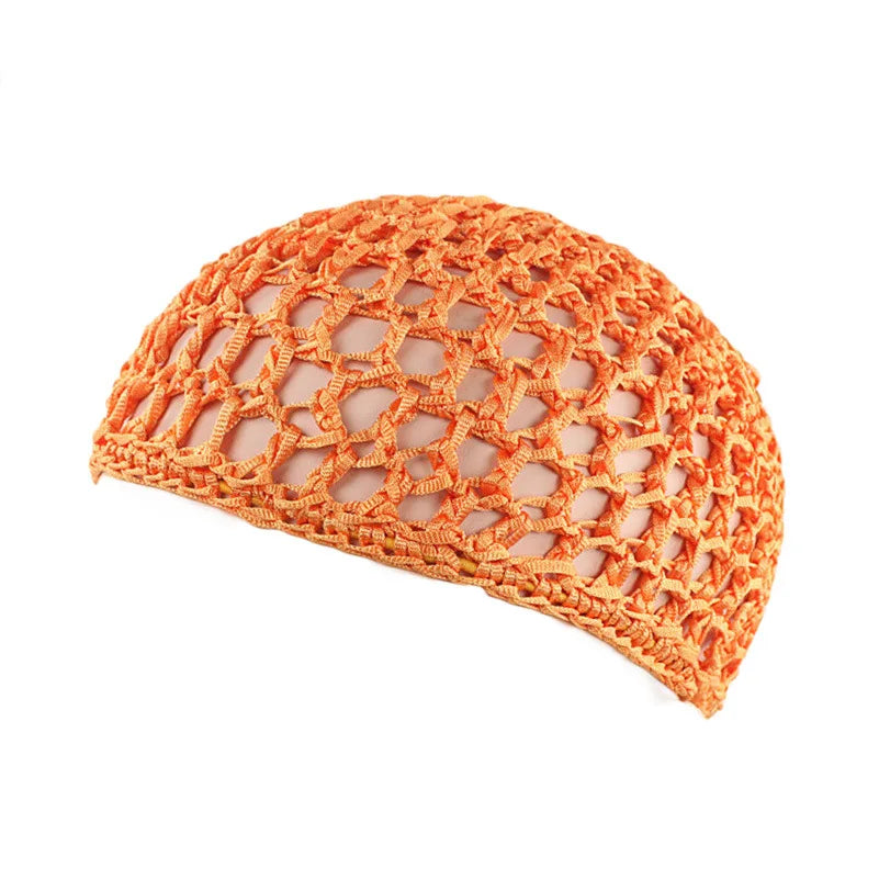 Women Mesh Hair Net Crochet Cap Rayon Knit Snood Hat Thick Short Hairnet Sleeping Night Cover Turbans Styling Tool Accessories