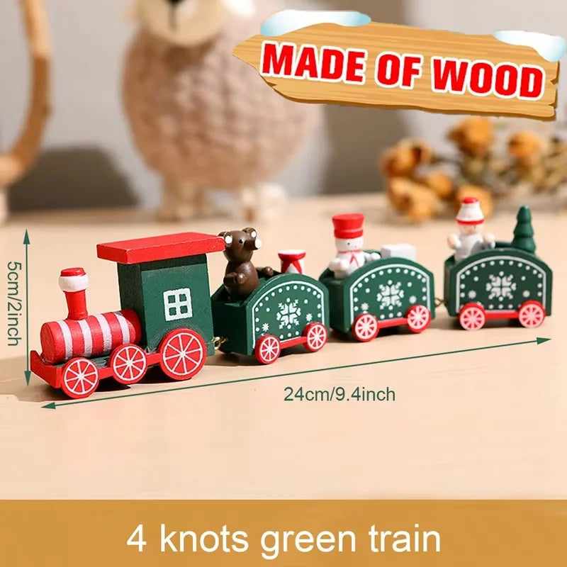 Christmas Decorations 2025 Christmas Wooden Train Xmas Tree Ornament Navidad Noel Home Decor New Year's Eve Decorations Kid Gift