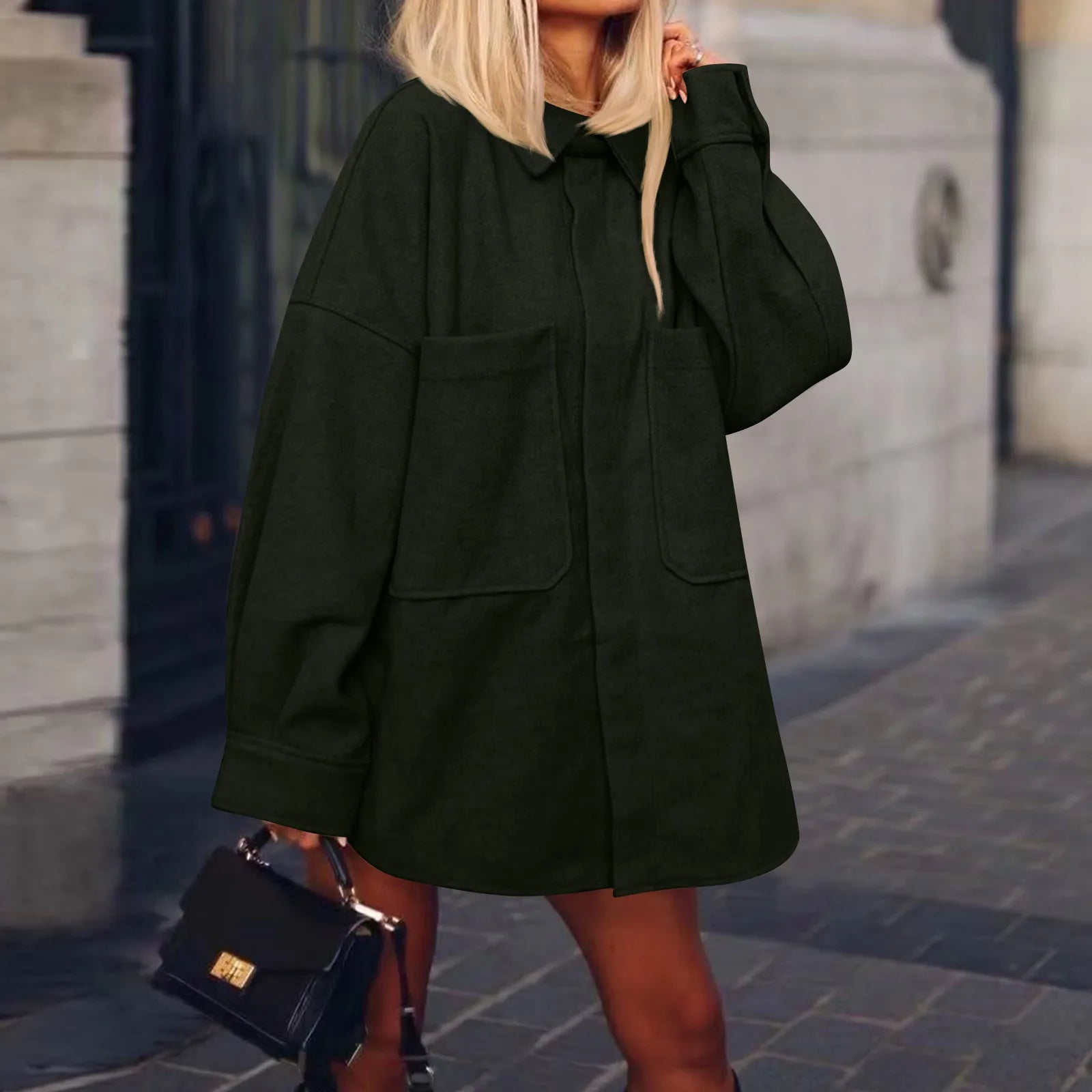 Women Casual Comfort Jackets Cozy Soft Fabric Casual Lapel Collar Winter Outerwear Female Daily Vintage Wearing With Pocket