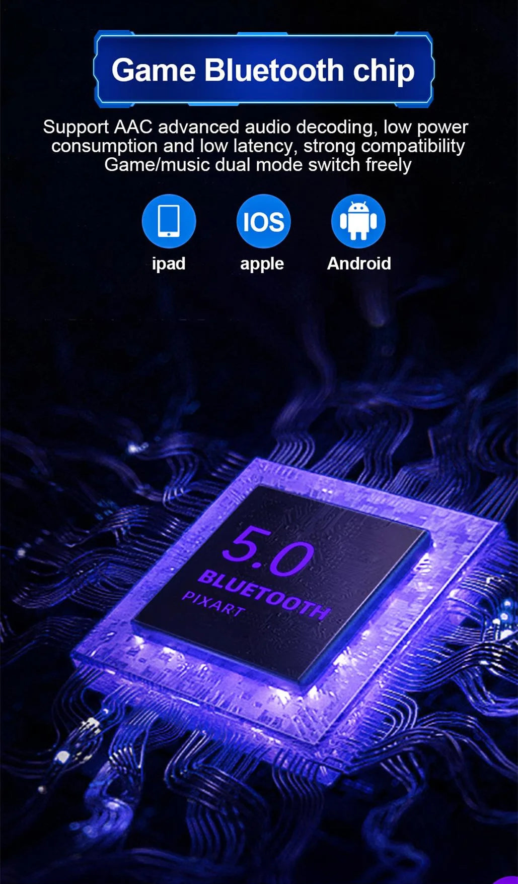 Bluetooth Gaming Earphone Cool Appearance Aluminum Alloy Base Lighting Music Game Dualmode Low Latency HiFi Sound Effect Headset