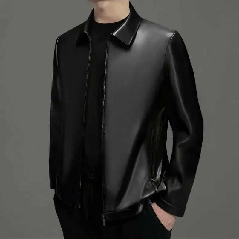 Leather Jacket for Men's 2025 Autumn and Winter New Middle-aged Versatile Jacket