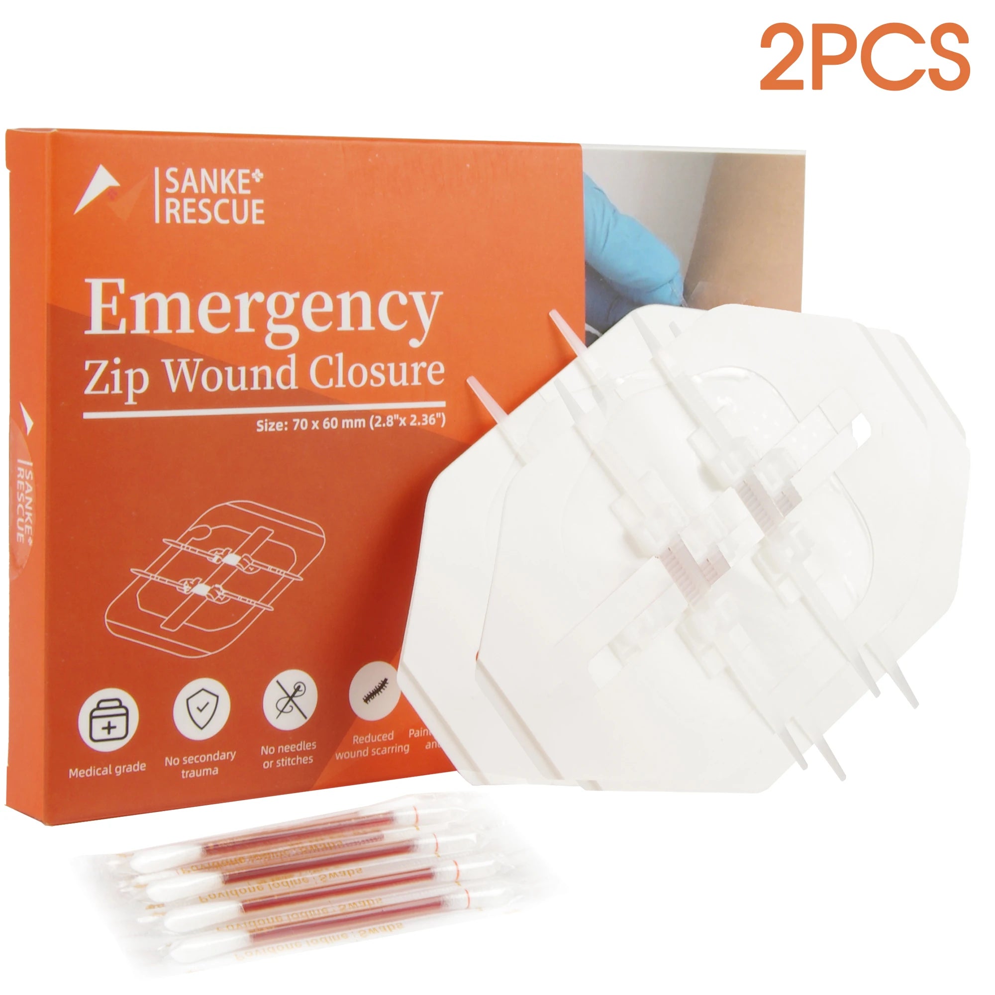 2-4PCS Zipper Painless Wound Closure Device Suture-free Wound Dressing Closure Strips Kit Emergency Laceration Closures for Ifak
