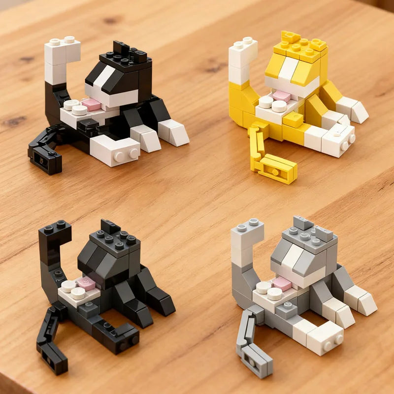 Cats Toys Model Kit For Animal Toy For Children Craft Toys Montessori Block Assembling Kid Gift Building Blocks