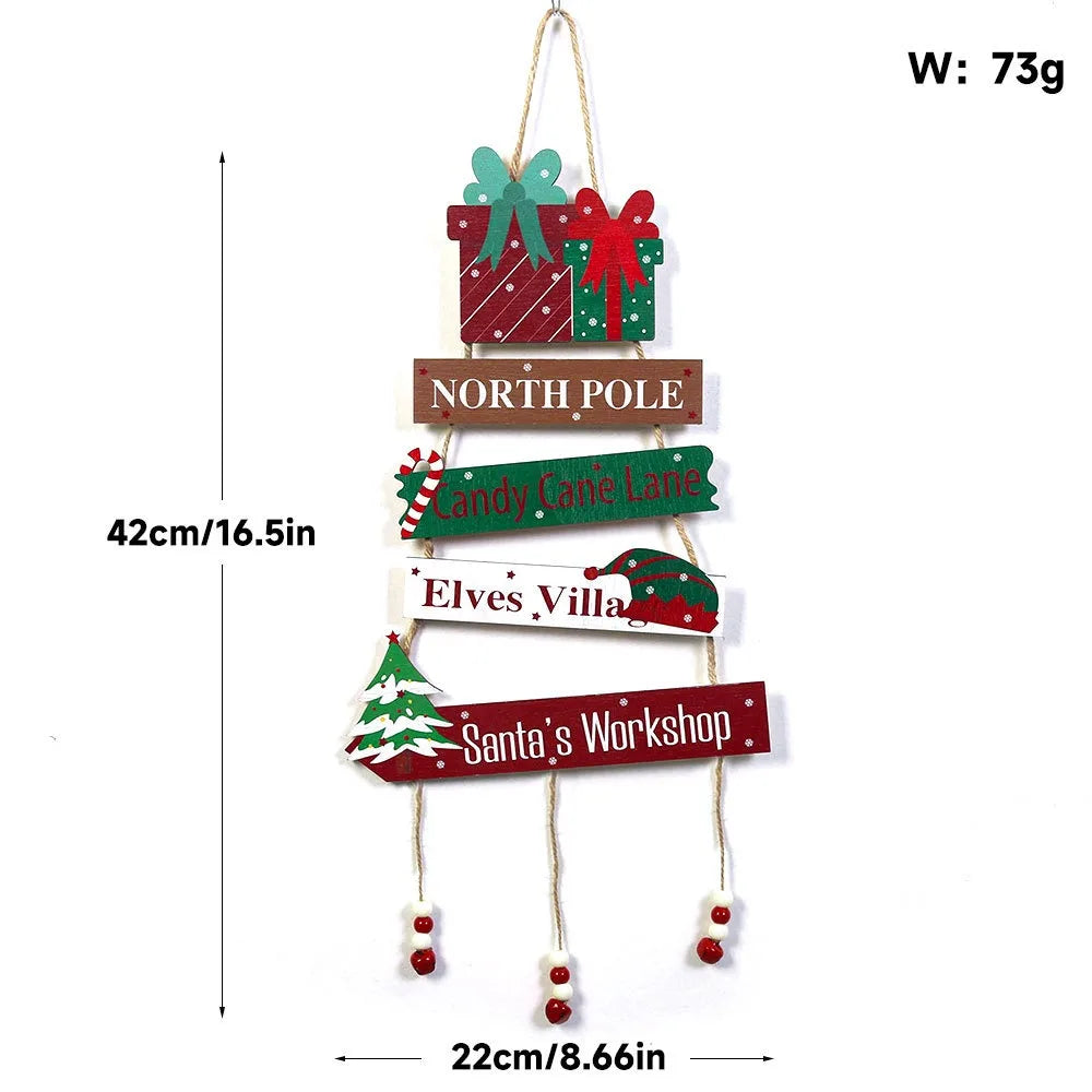 Christmas Hanging Pendant Wooden Crafts Xmas Tree Wall Ornament Natal Navidad Merry Christmas Decor 2025 Happy New Year 2026