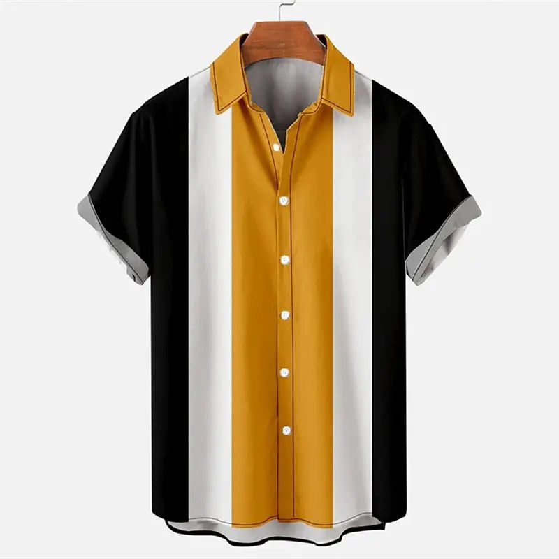 Men's Shirts Guayabera Shirts Button-Down T-Shirts Summer T-Shirts Beach Wear Navy Blue Short Sleeves Colorful Casual Daily Wear