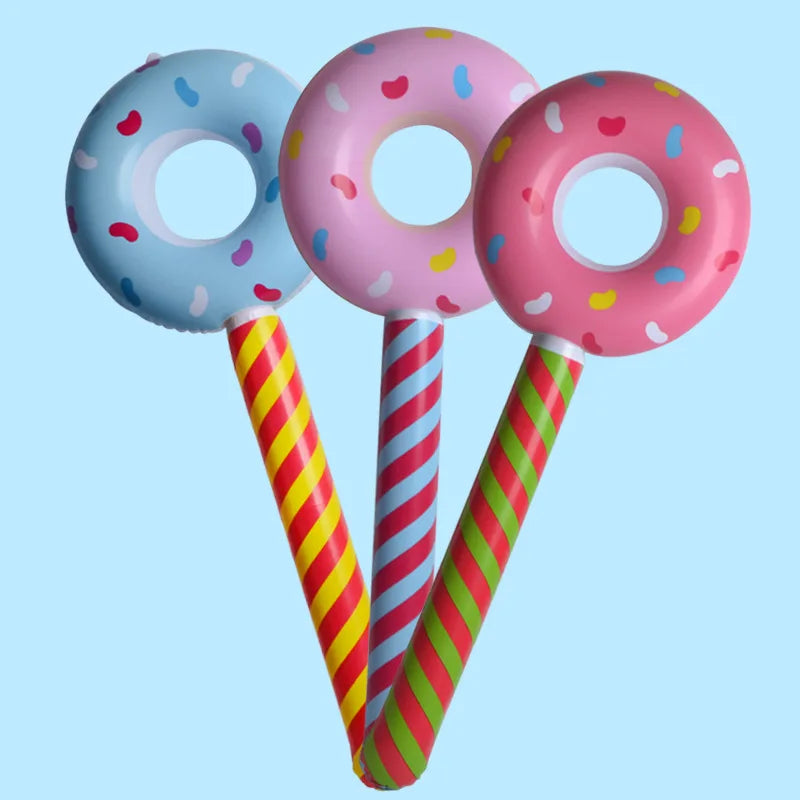 Kid Donut Inflatable Stick Air Hammer Toy Big Size 80CM  Party Games Outdoor Carnival Inflatable Toys Halloween Chrismas toy