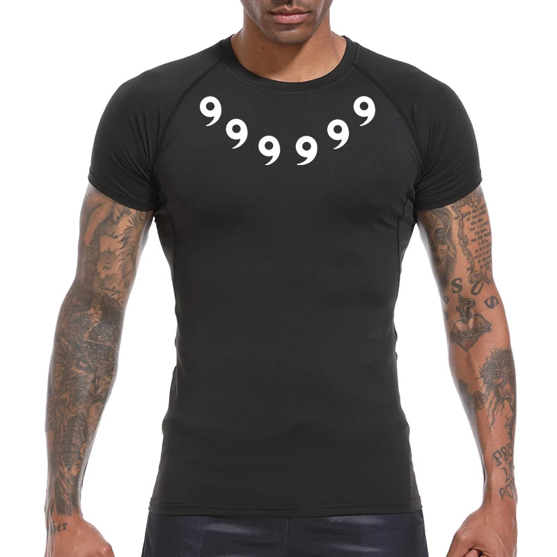 Print Compression Shirts for Men Gym Workout Athletic Quick Dry Tshirts Tops Training Running Baselayers Undershirts Rash Guard