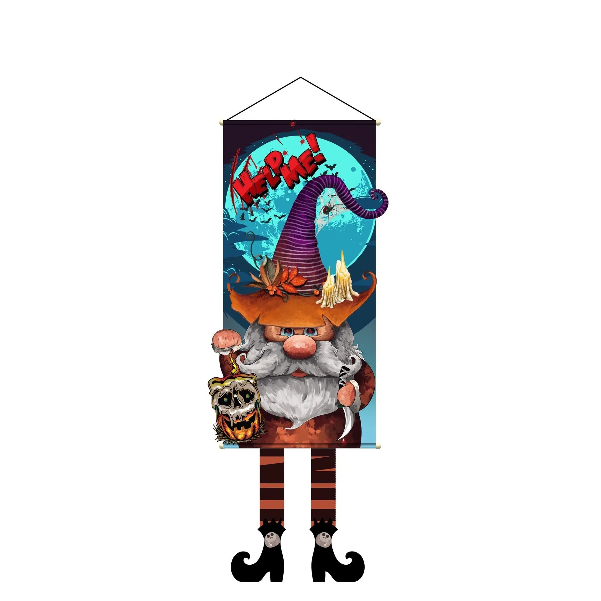 Halloween Pumpkin Gnome Door Hanging Banner Cartoon Skull Ghost Festival Party DIY Trick or Treat Happy Halloween Day 2025
