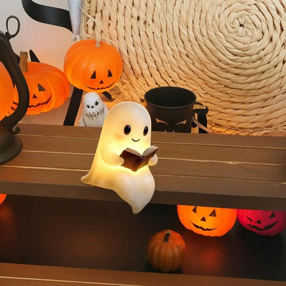Halloween Cute Ghost Lamp Spooky Night Light LED Reading Lamp Desktop Decoration Atmosphere Light Party Ornament Lamp