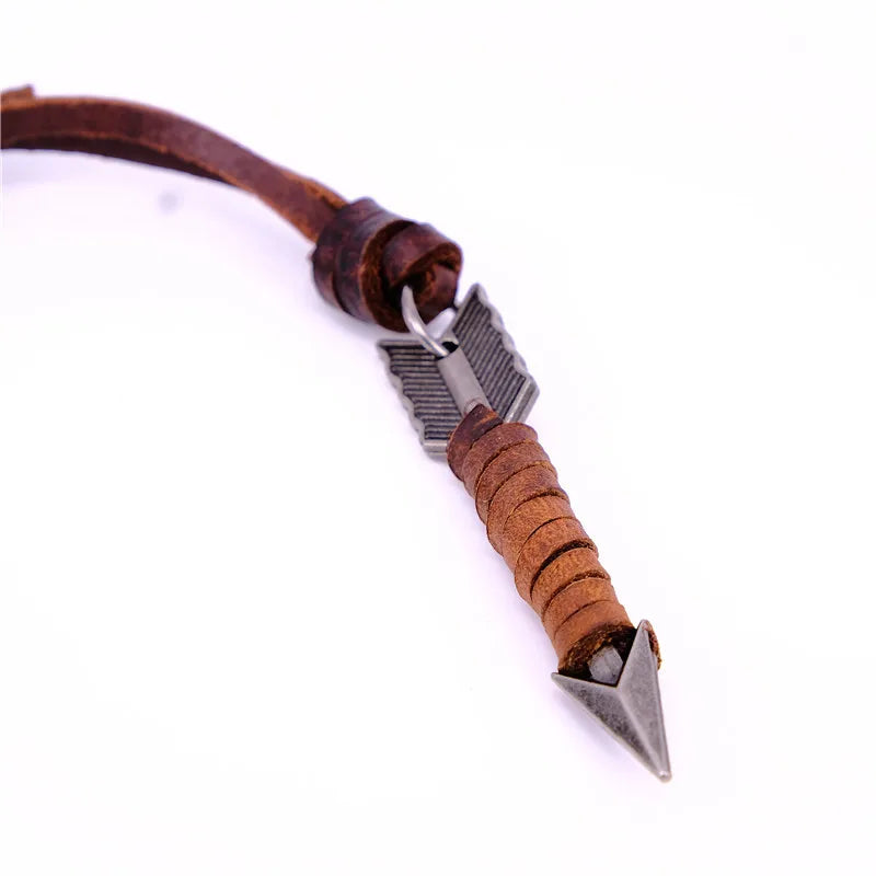 Man Handmade Vintage Leather Arrow Pendant Necklace Rope Body Choker Chain Necklaces Men&Women Punk Jewlery Accessories