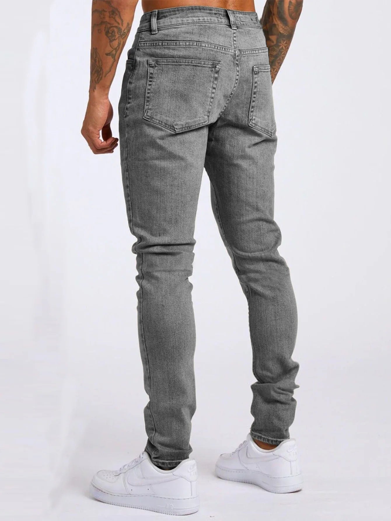 2025 New style denim men's pants, Instagram trend, black slim-fit high-waisted denim jeans for men
