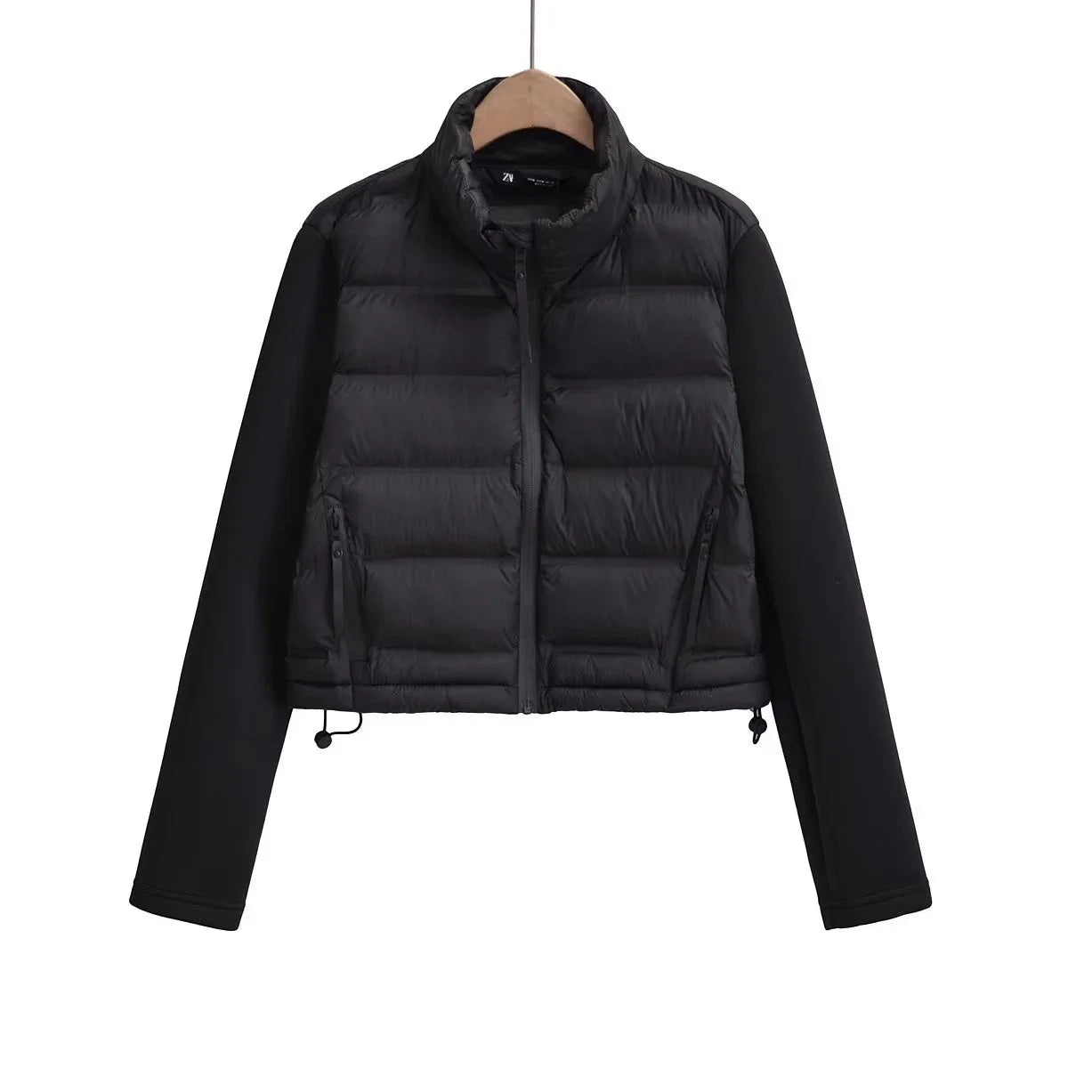 Winter Jackets For Women 2025 Black Spliced Long Sleeve Winter Women's Cold Coat Luxury Parkas Female New In Outerwear