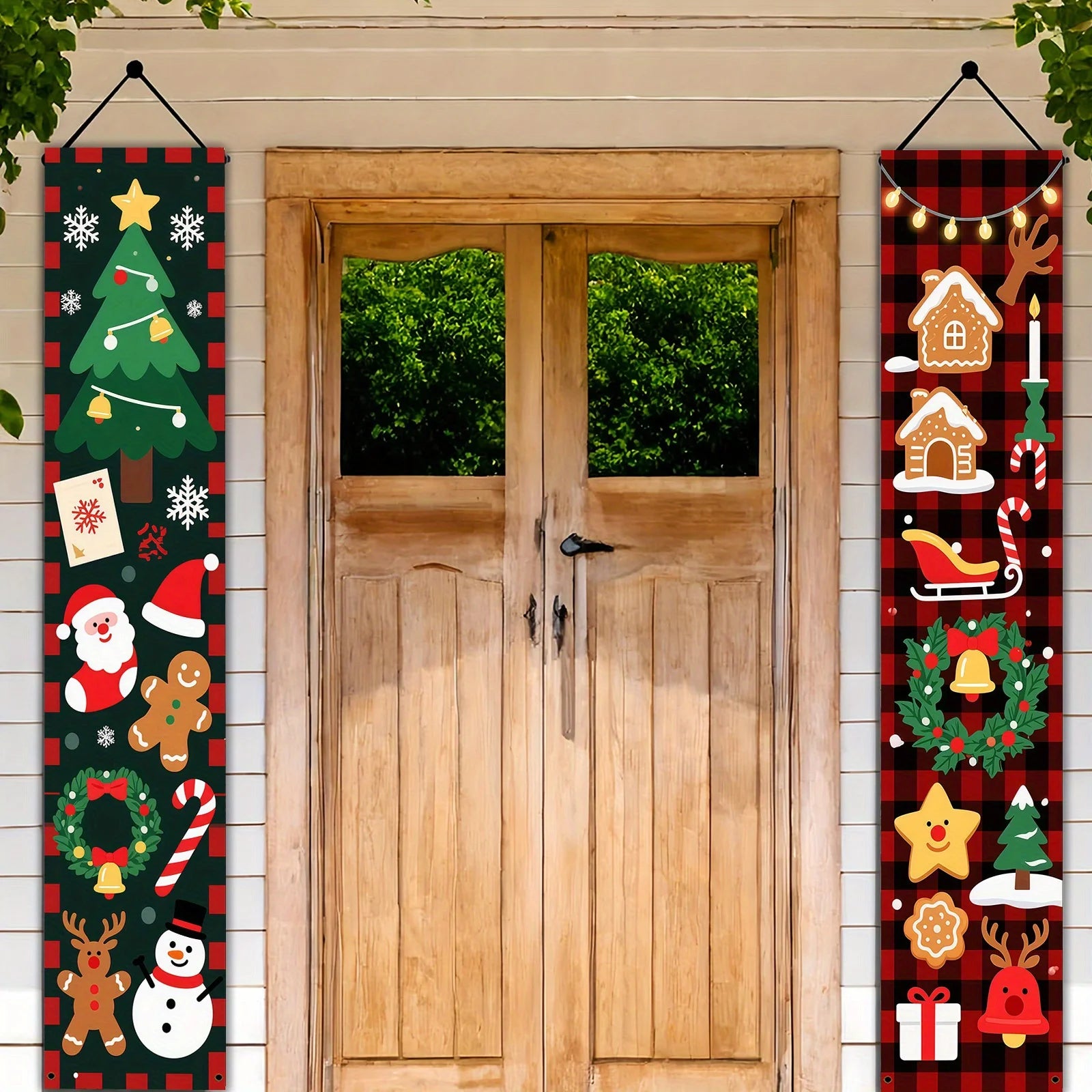 Christmas Couplets Door Decorations Santa Claus Gingerbread Man Snowman Festive Home Decoration Wall Art