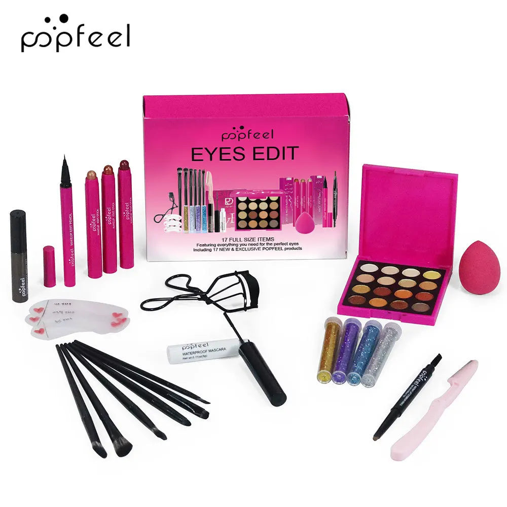 Makeup Gift Set for Women Full Kit All in One Make Up Eyebrow Powder Lipstick Lip Gloss Brush Shimmer Glitter Eye Shadow Palette