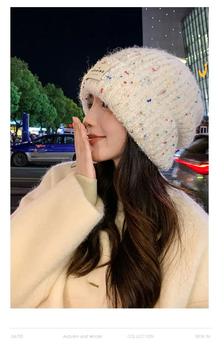 Winter Hats For Women Beanie Baggy Cap Knitted Ear Protection Keep Warm Windproof Casual Cold Proof Bonnet Winter Cap Candy
