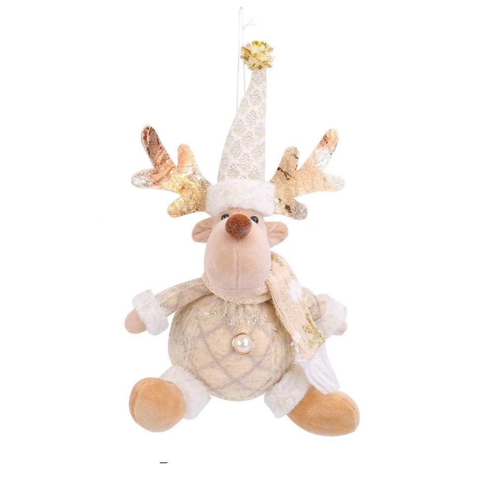 Cute Christmas Tree Pendant Figurine Ornament Elderly Christmas Doll Ornament Snowman Elk Santa Pendant Decor New Year