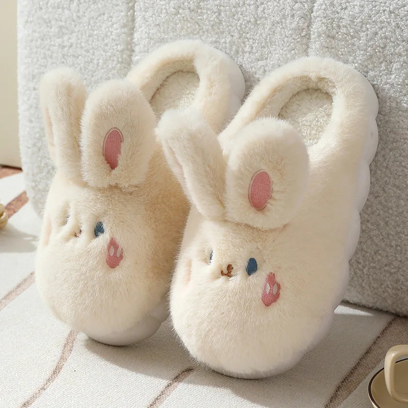 2025 Winter Women's Warm Slippers - Cute Bow Non-Slip Plush House Shoes, Thick Sole Fuzzy Indoor Bedroom Slippers for Home